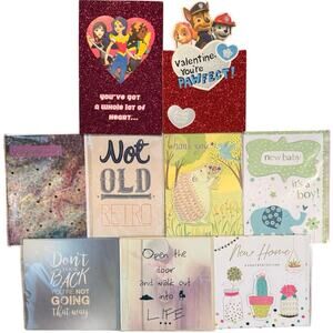 Asst Greeting Card Lot of 9 Valentine's, New Baby, New Home, Birthday, Thank You